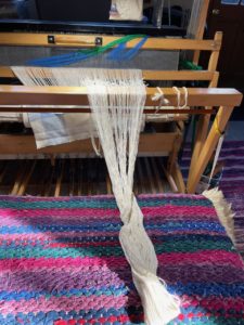 the warp being tied on